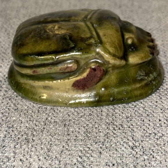 EGYPTIAN Heart Scarab, Green Glaze 3” - Picture 5 of 8